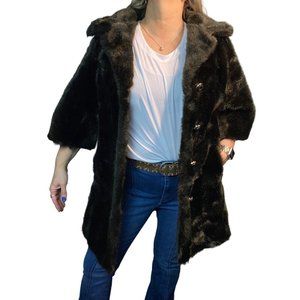 Vintage Hillmoor Royal Mink brown short sleeve faux fur coat Small/Medium